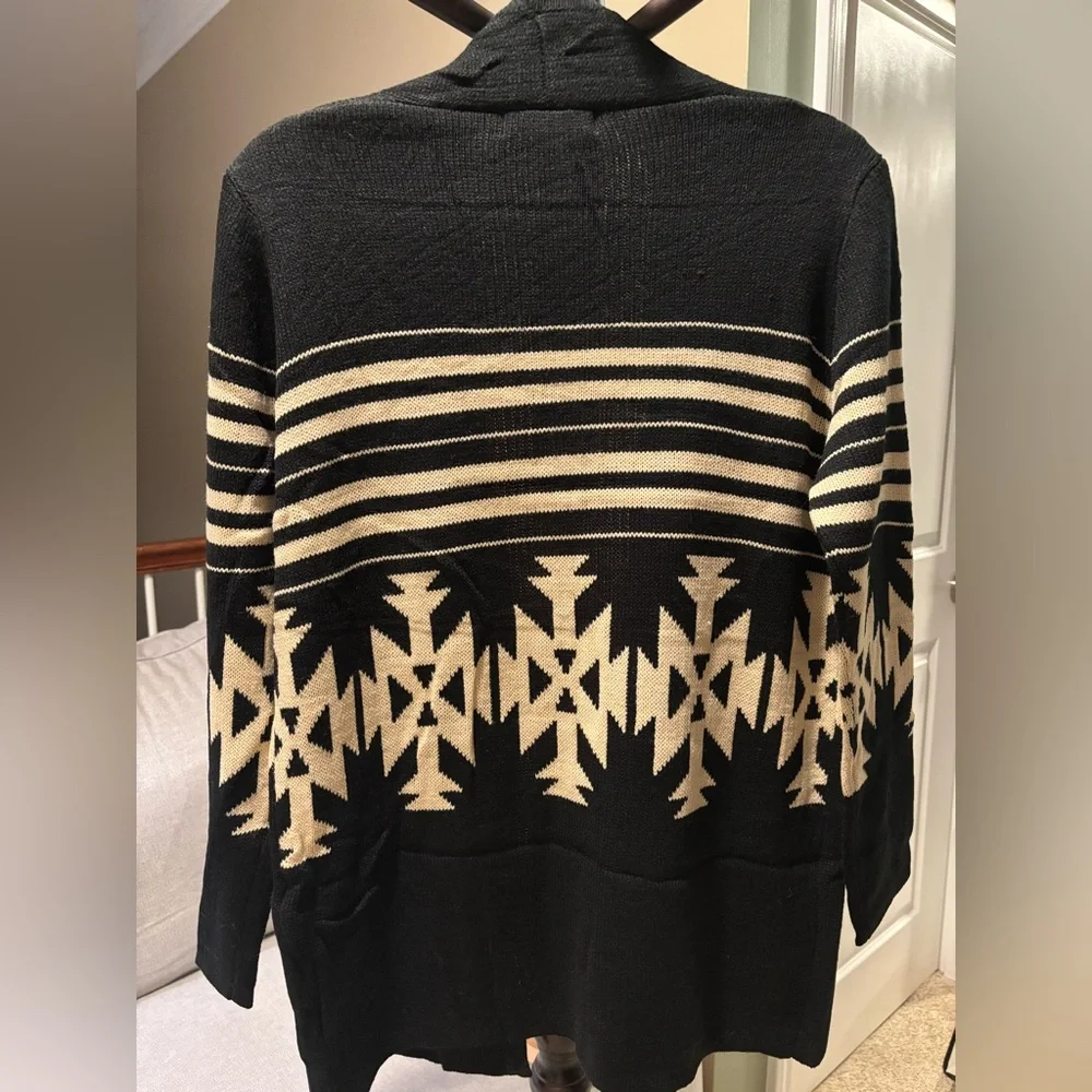Superline Black and Cream Women's Cardigan Sweater size‎ small